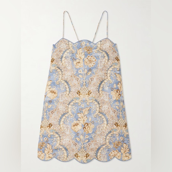 NWOT Zimmermann Daylight scalloped printed linen mini Dress - Picture 3 of 6